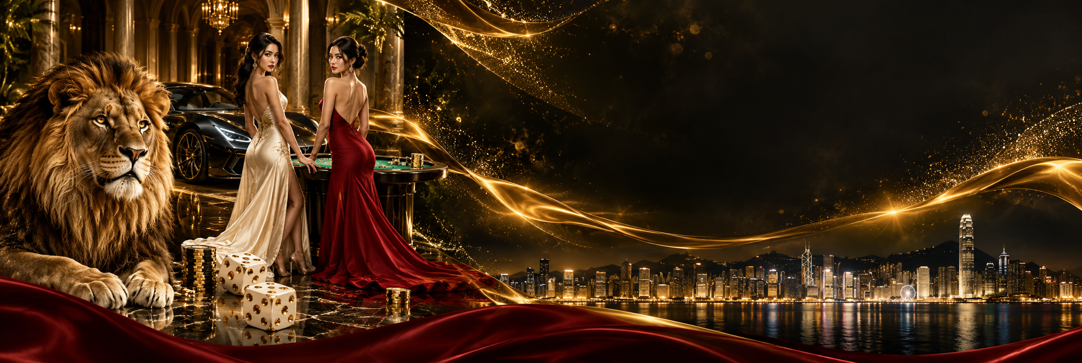 สิงโต รถหรู และบรรยากาศความบันเทิงในแสงสีทอง